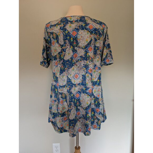 Disney Princesses Large Tunic Top With Short Sleeves & Blue Geometric Print By L - Picture 2 of 3